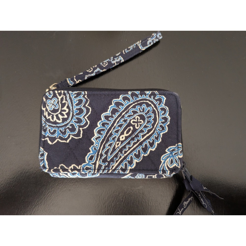Vera Bradley Java‎ Blue All In One Crossbody Wallet Wristlet Retired 2006